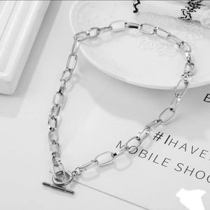 BEAUTIFUL SILVER OR GOLD BAMBOO PAPERCLIP STYLE LINK TOGGLE NECKLACES